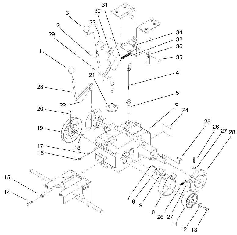 Transaxle Assembly Diagram and Parts List for 73429 9900001 - 9999999 Toro Lawn Tractor