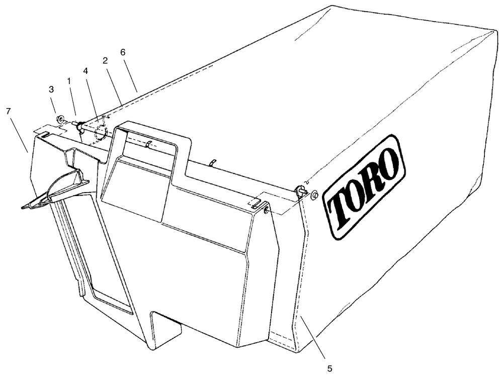 Bagging Assembly Diagram and Parts List for 22158 9900001 - 9999999 Toro Lawn Mower