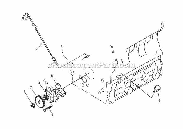 Dipstick, Guide And Oil Pump Assembly Diagram and Parts List for 74265 260000001-260999999 Toro Lawn Mower