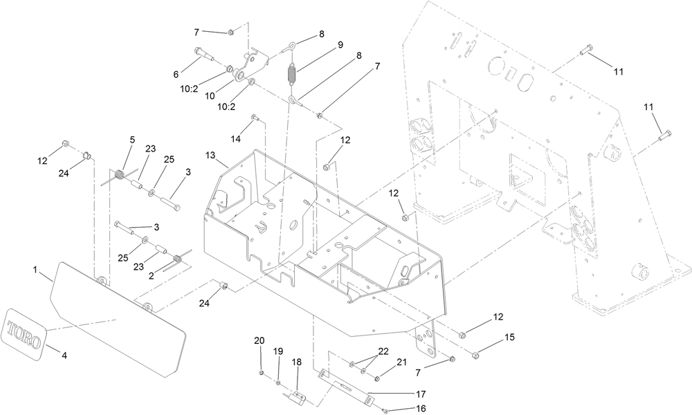 Control Panel Assembly Diagram and Parts List for 22322 407400000 - 407999999 Toro Lawn Tractor Accessories