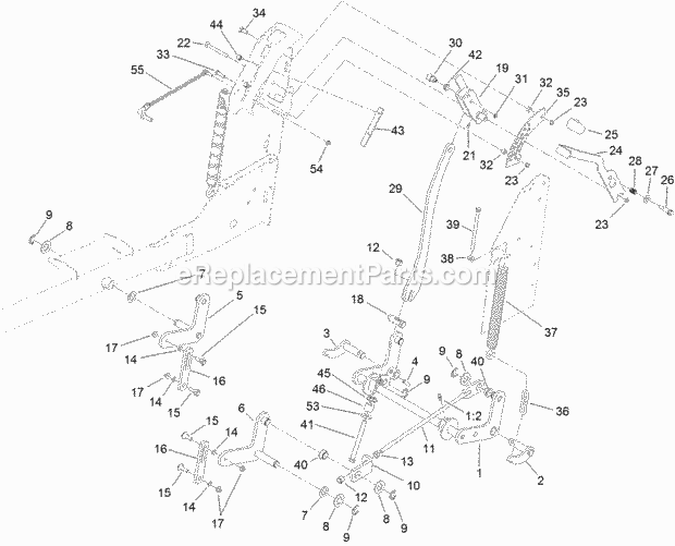 Decklift Assembly Diagram and Parts List for 74575 315000001-315999999 Toro Lawn Mower