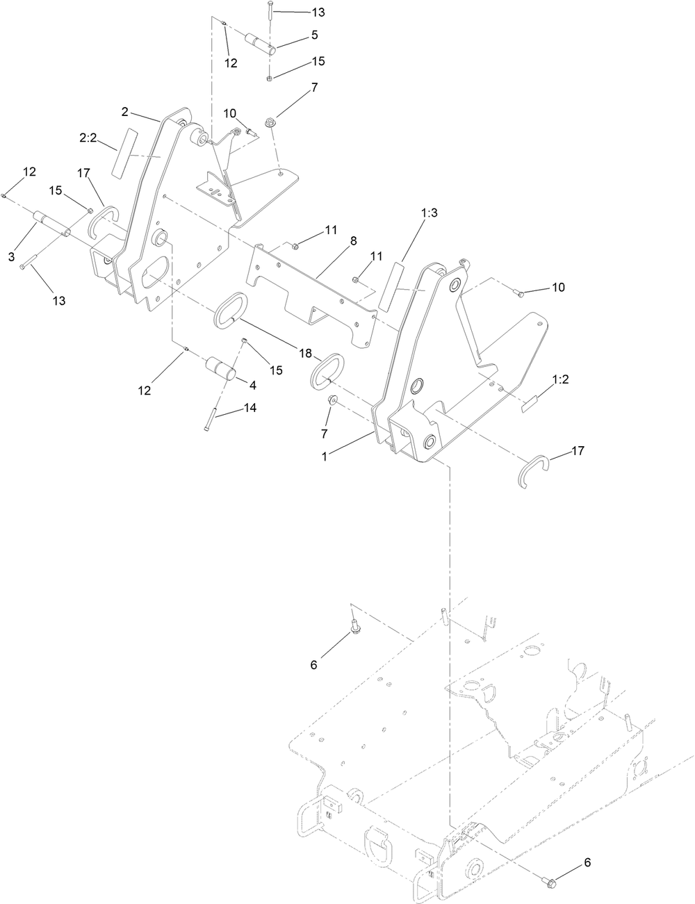 Front Tower Assembly Diagram and Parts List for 22328 411840000 - 412438202 Toro Lawn Tractor Accessories