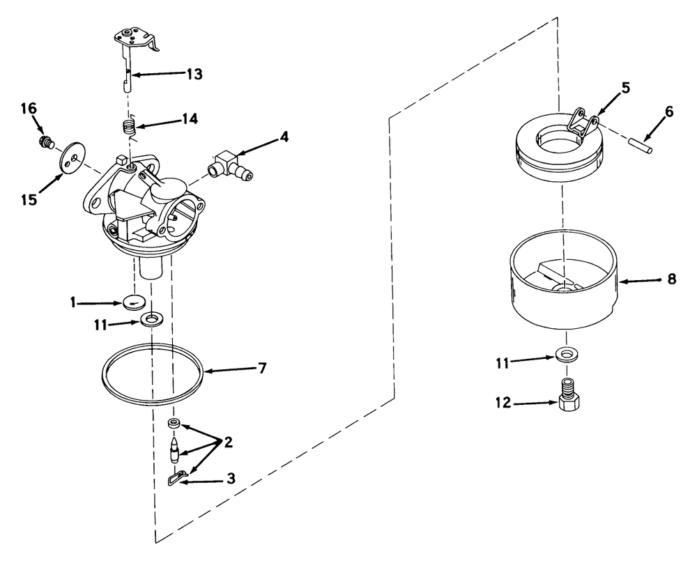 Carburetor No. 631612 Diagram and Parts List for 21173 3000001 - 3999999 Toro Lawn Mower
