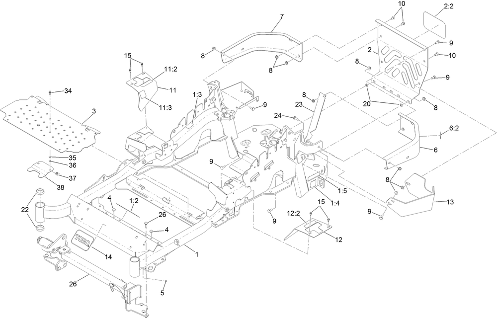Frame, Caster And Z Stand Assembly Diagram and Parts List for 74919TE 404320000-999999999 Toro Lawn Mower