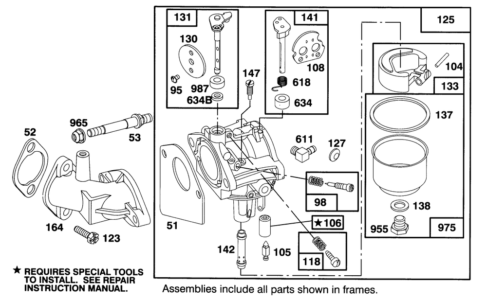 Engine Briggs & Stratton Model 283707-0156-01 Diagram and Parts List for 71200 5900001 - 5910000 Toro Lawn Tractor