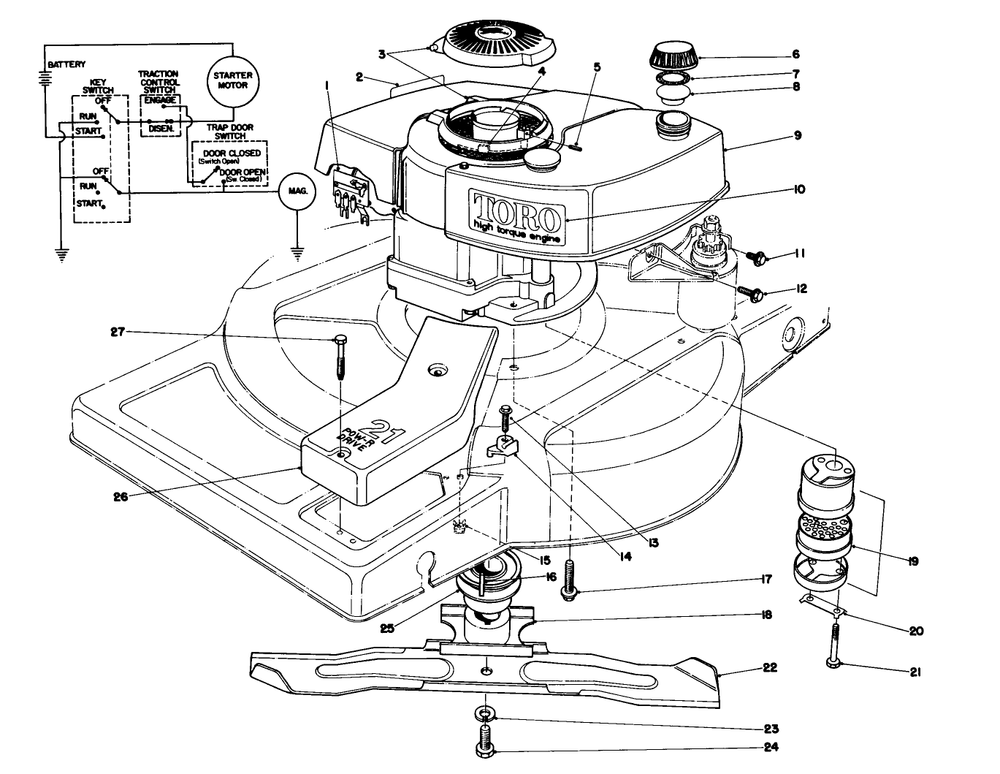 Engine Assembly Diagram and Parts List for 18085 9000001 - 9999999 Toro Lawn Mower