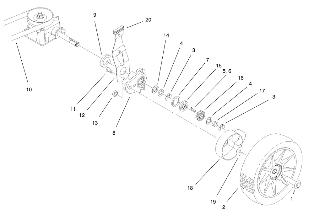 Gear Case & Wheel Assembly Diagram and Parts List for 20711 9900001 - 99999999 Toro Lawn Mower