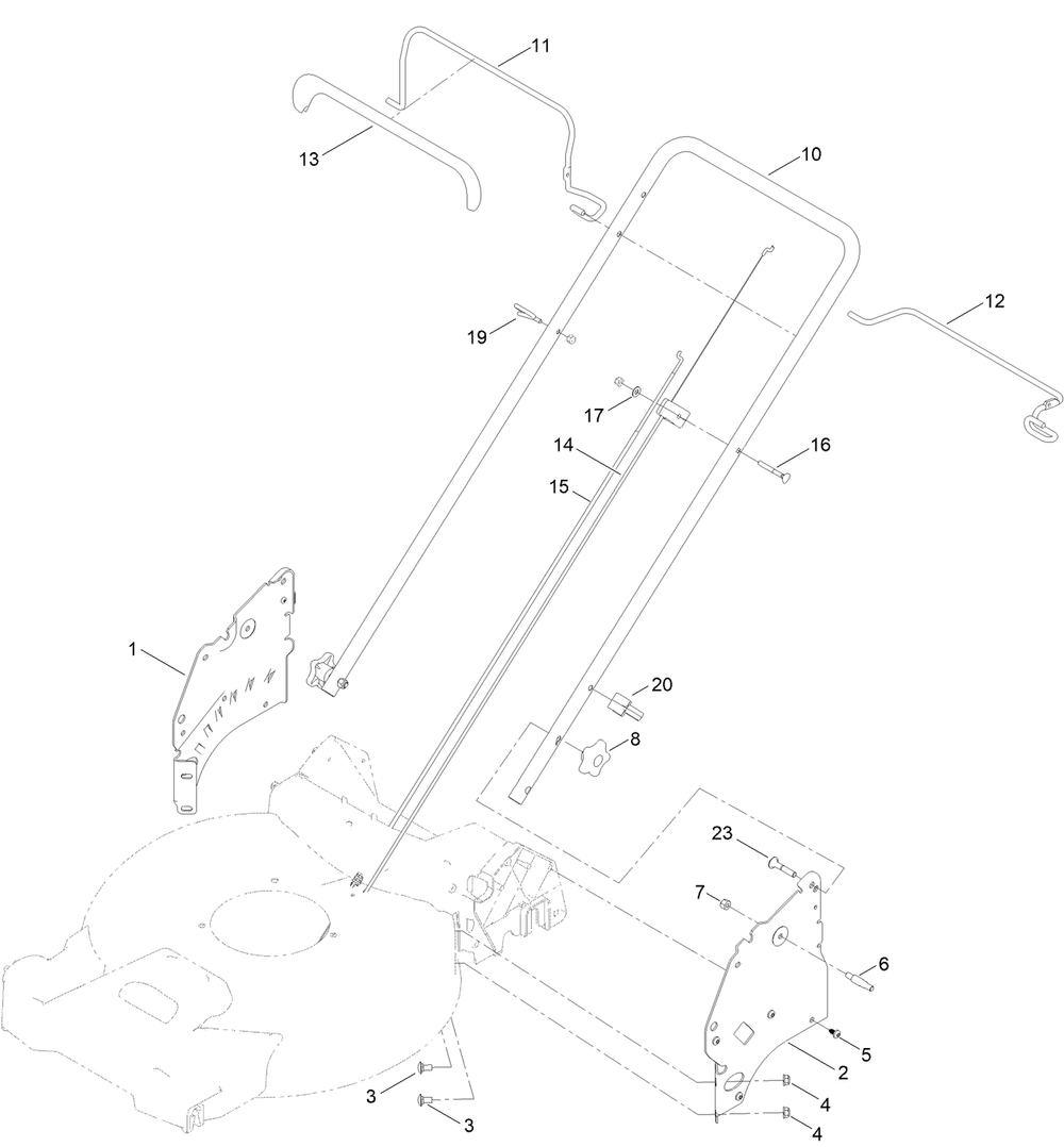 Handle Assembly Diagram and Parts List for 21321 400000000 - 999999999 Toro Lawn Mower