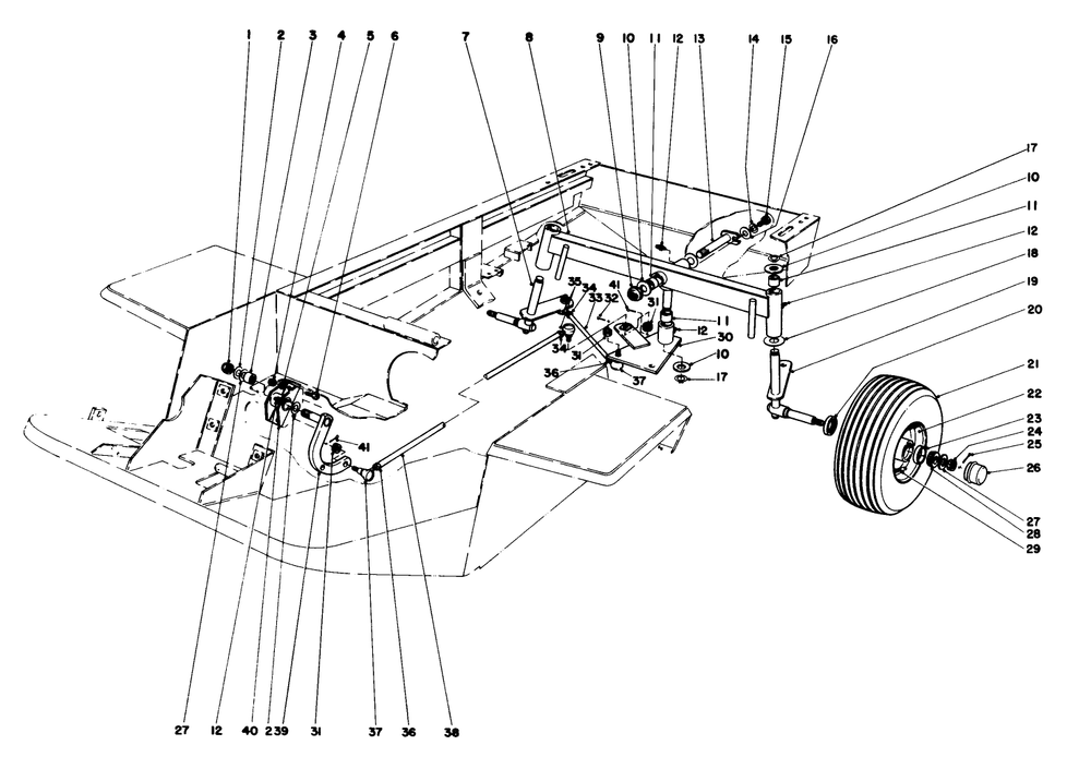 Rear Axle Assembly Diagram and Parts List for 30760 00000001 - 09999999 Toro Lawn Tractor