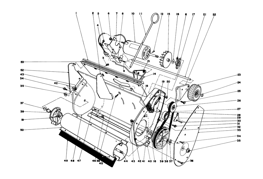 Lower Main Frame Assembly Diagram and Parts List for 38200 0000001 - 0999999 Toro Snow Blower