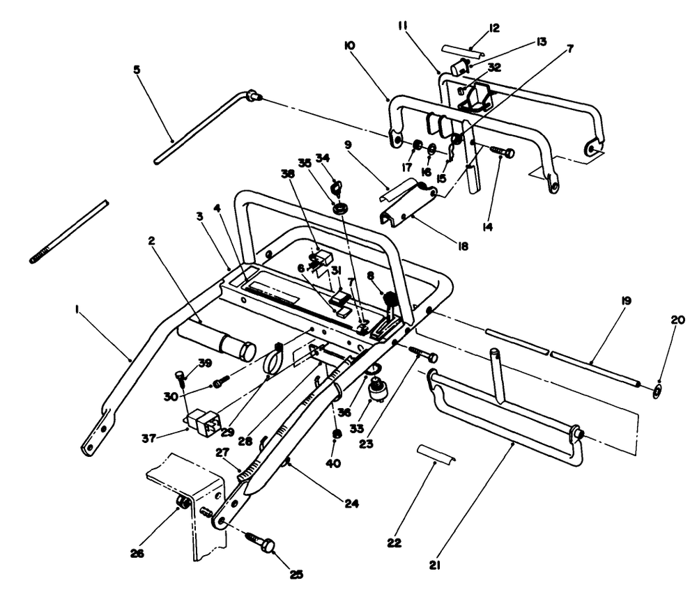 Handle Assembly Diagram and Parts List for 30156 100001 - 199999 Toro Lawn Tractor Accessories