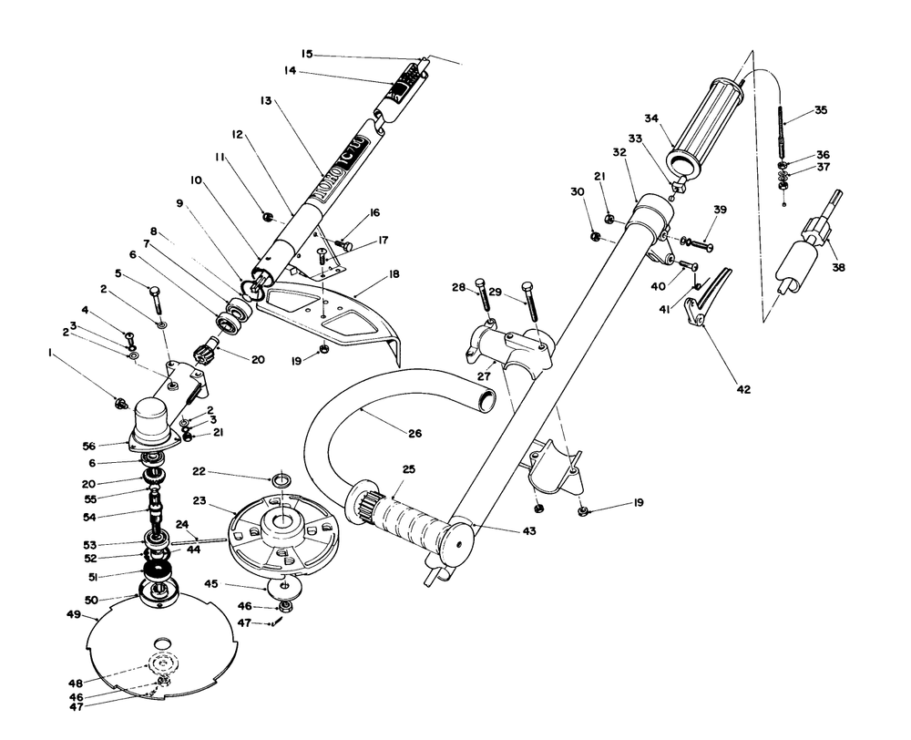 Handle Assembly Diagram and Parts List for 51607 3000001 - 3999999 Toro Trimmer