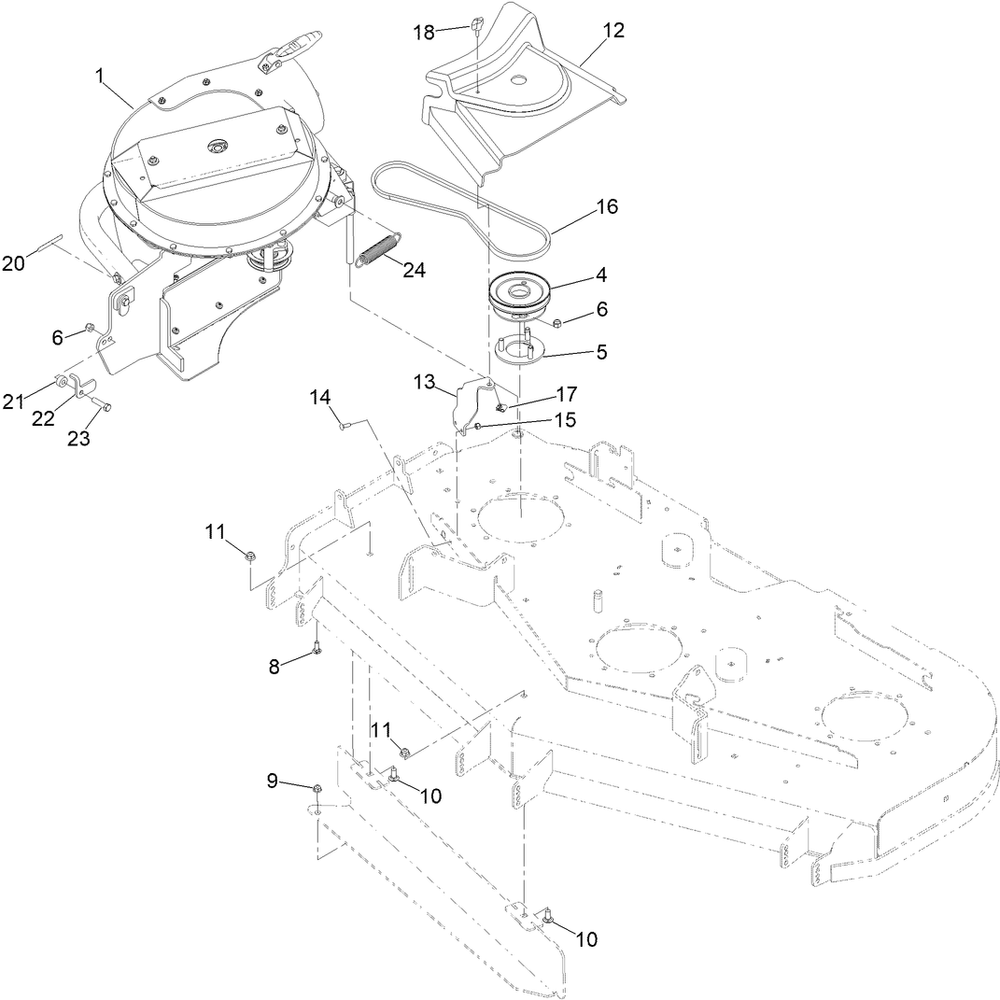 Blower Mount Assembly Diagram and Parts List for 78459 400000000 - 999999999 Toro Lawn Tractor