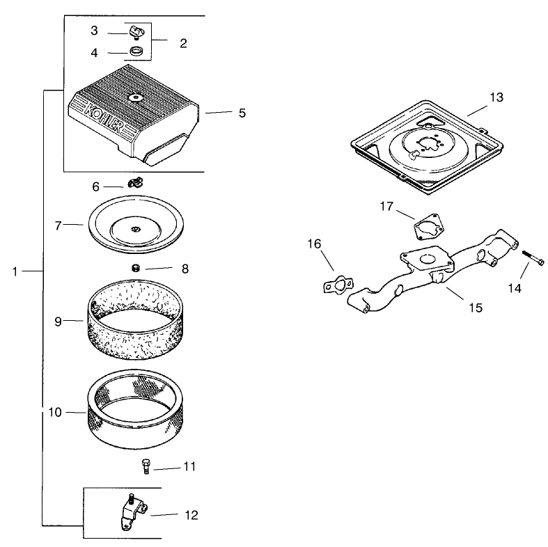 Air Intake And Filtration Diagram and Parts List for 74209 (0000001-0000999)(2000) Toro Lawn Mower