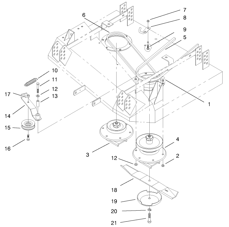 Spindle And Idler Assembly Diagram and Parts List for 30135 890001 - 899999 Toro Lawn Mower