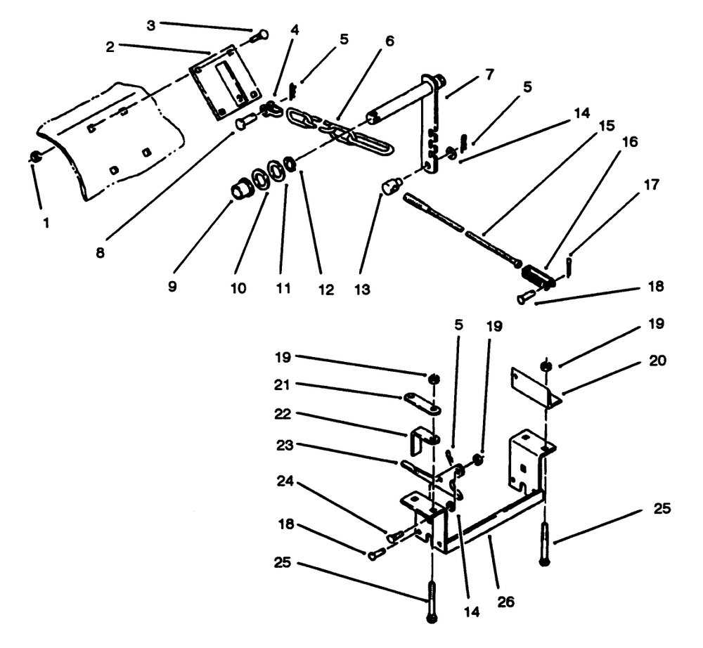 Hitch Assembly Diagram and Parts List for 79370 3900001 - 3999999 Toro Lawn Tractor