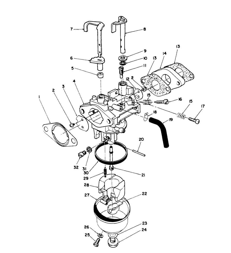 Carburetor Assembly (Engine Model No. Vmk9-2) Diagram and Parts List for 26622 0003101 - 0999999 Toro Lawn Mower