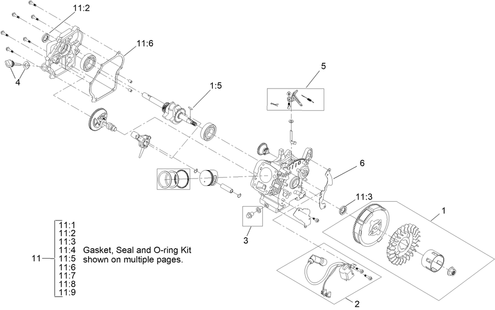 Engine Assembly No. 2 Diagram and Parts List for 38474 400000000 - 412699999 Toro Snow Blower