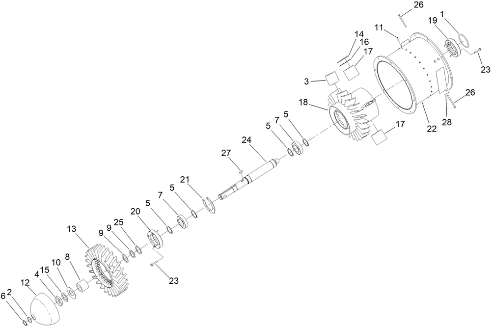 Turbine Assembly Diagram and Parts List for 78593 400000000-402859999 Toro Lawn Mower