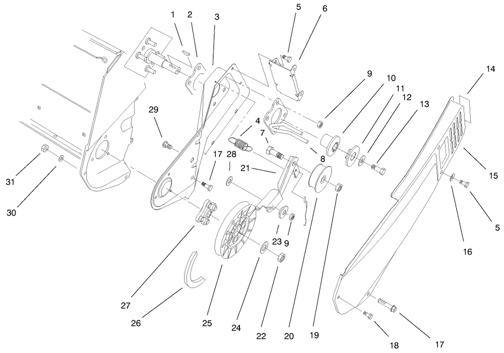 Pulley & Belt Cover Assembly (Models 38177 & 38178) Diagram and Parts List for 38175 9900001 - 9999999 Toro Snow Blower