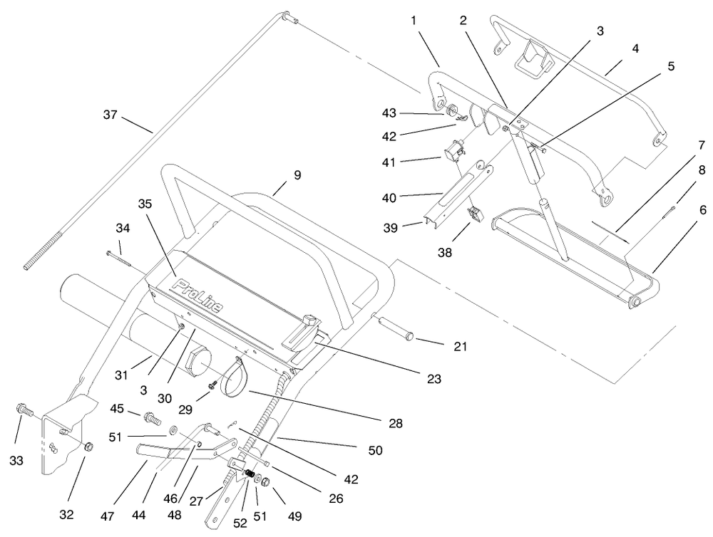 Handle Asm Diagram and Parts List for 30194 990201 - 999999 Toro Lawn Mower
