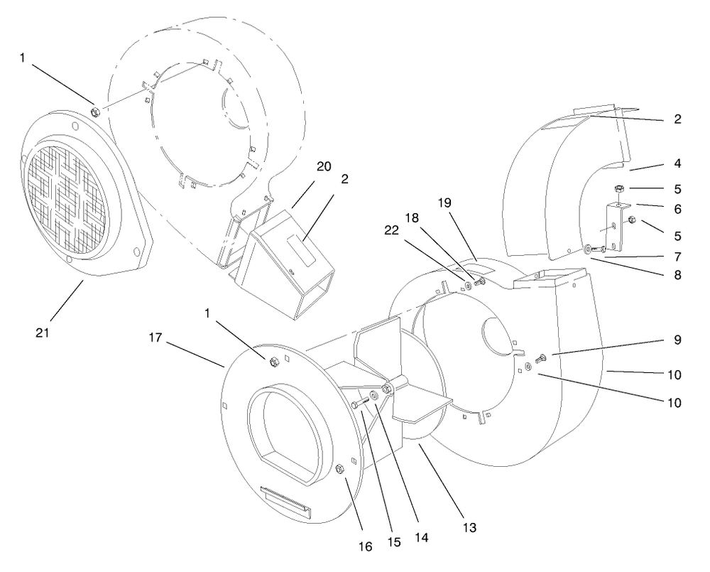 Blower Assembly Diagram and Parts List for 62924 9900001 - 9999999 Toro Leaf Blower / Vacuum