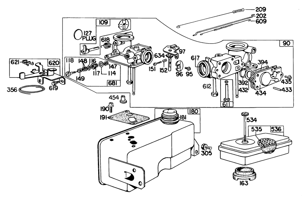 Briggs & Stratton Carburetor Assembly Model 299448 Diagram and Parts List for 23022 6000001 - 6999999 Toro Lawn Mower