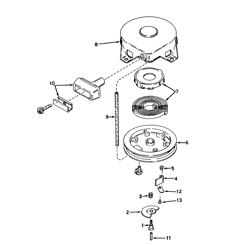 Rewind Starter No. 590473 Diagram and Parts List for 40114 3000001 - 3999999 Toro Lawn Mower