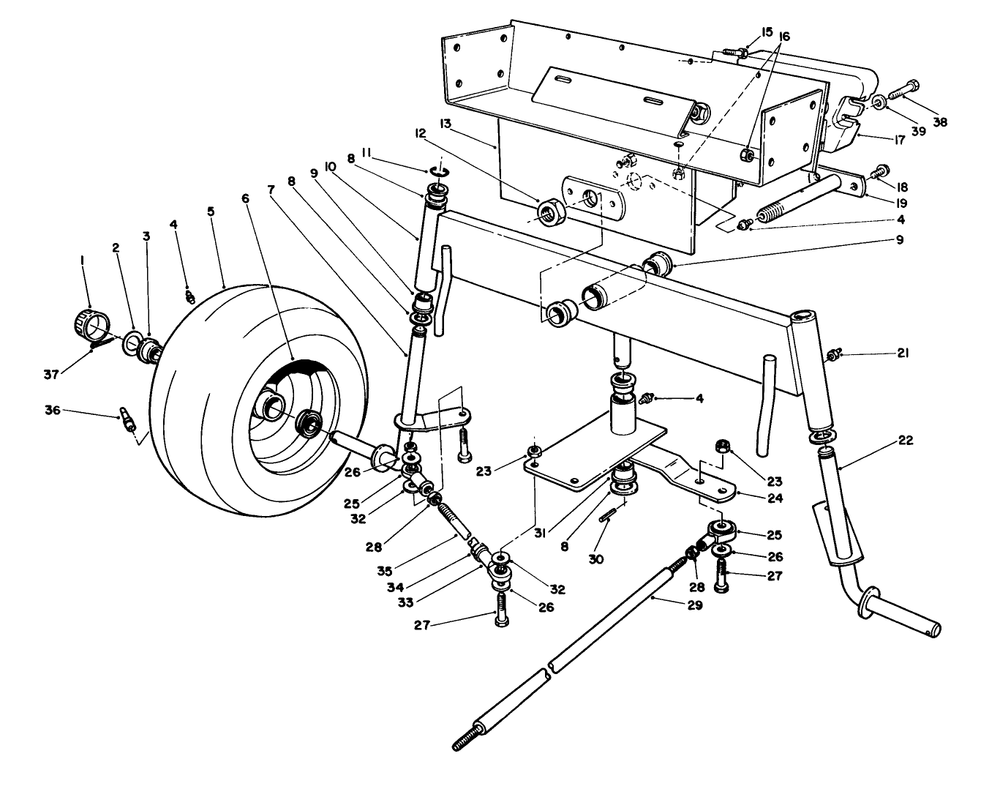 Rear Axle Assembly Diagram and Parts List for 30610 390001 - 399999 Toro Lawn Tractor