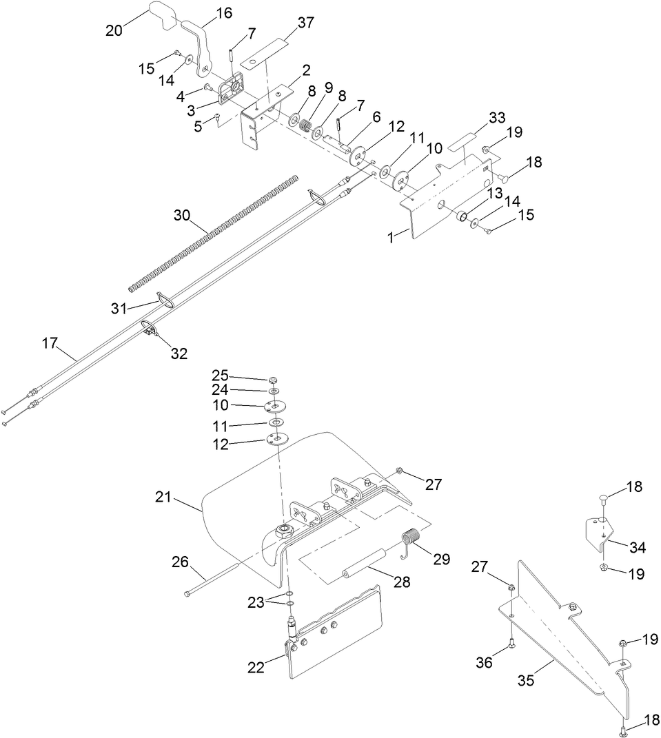 Gate Chute Assembly Diagram and Parts List for 144-6571  Toro Lawn Tractor
