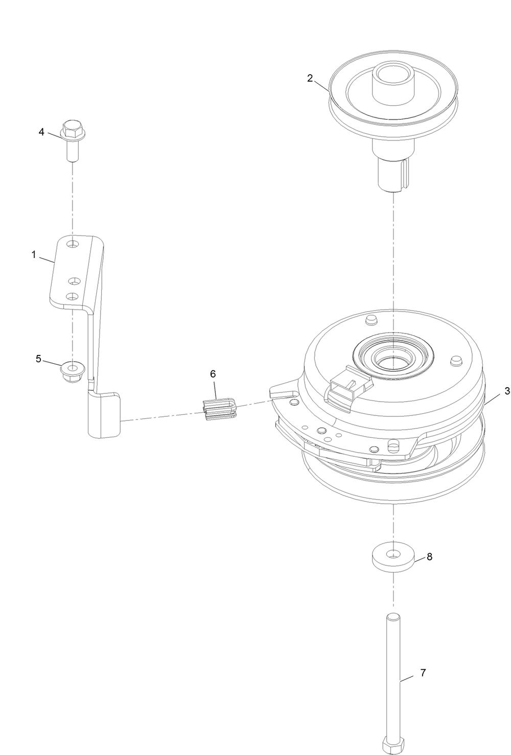 Clutch Assembly Diagram and Parts List for 75756 412800000 - 999999999 Toro Lawn Tractor