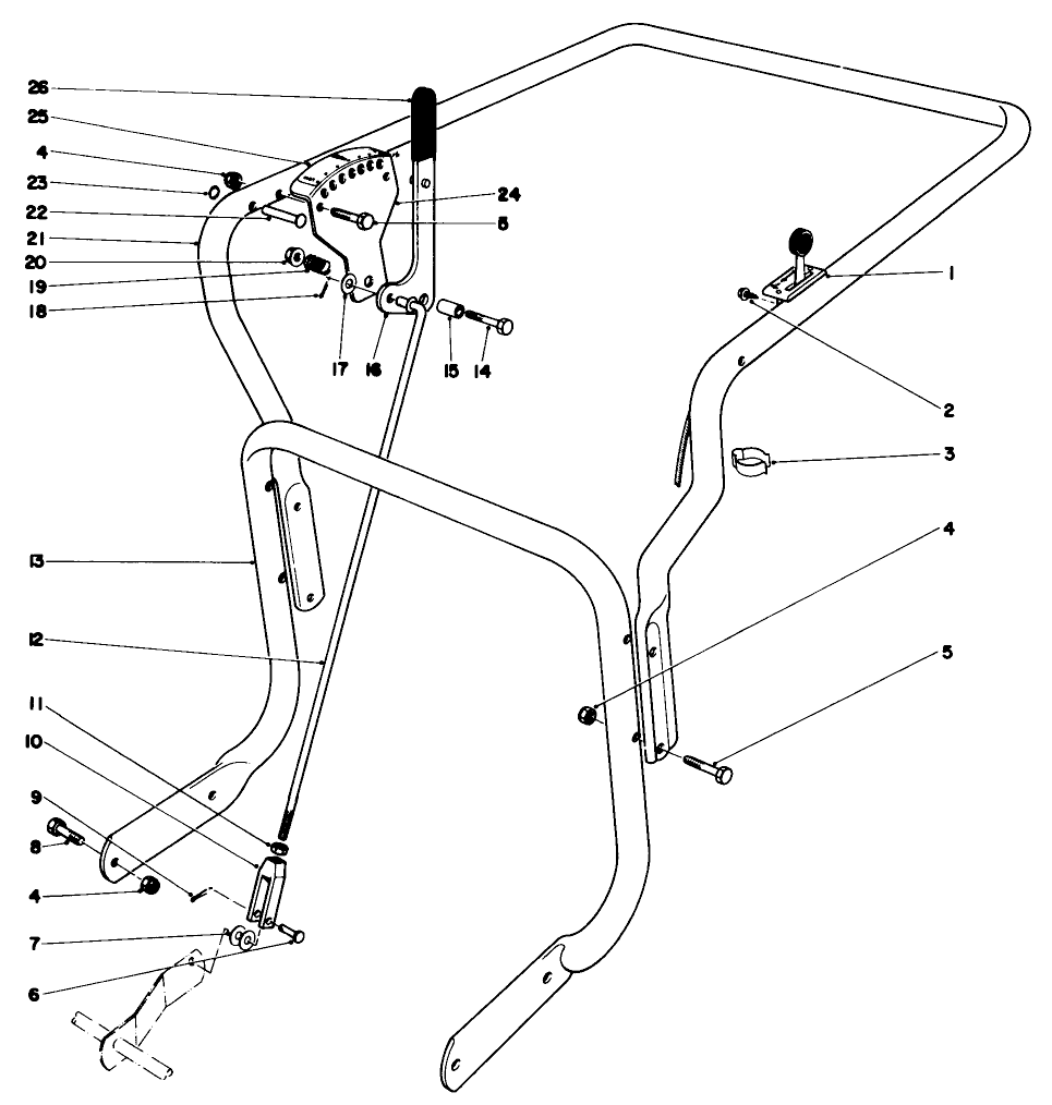 Controls & Handle Assembly (Model 62911) Diagram and Parts List for 62911 4000001 - 4999999 Toro Leaf Blower / Vacuum