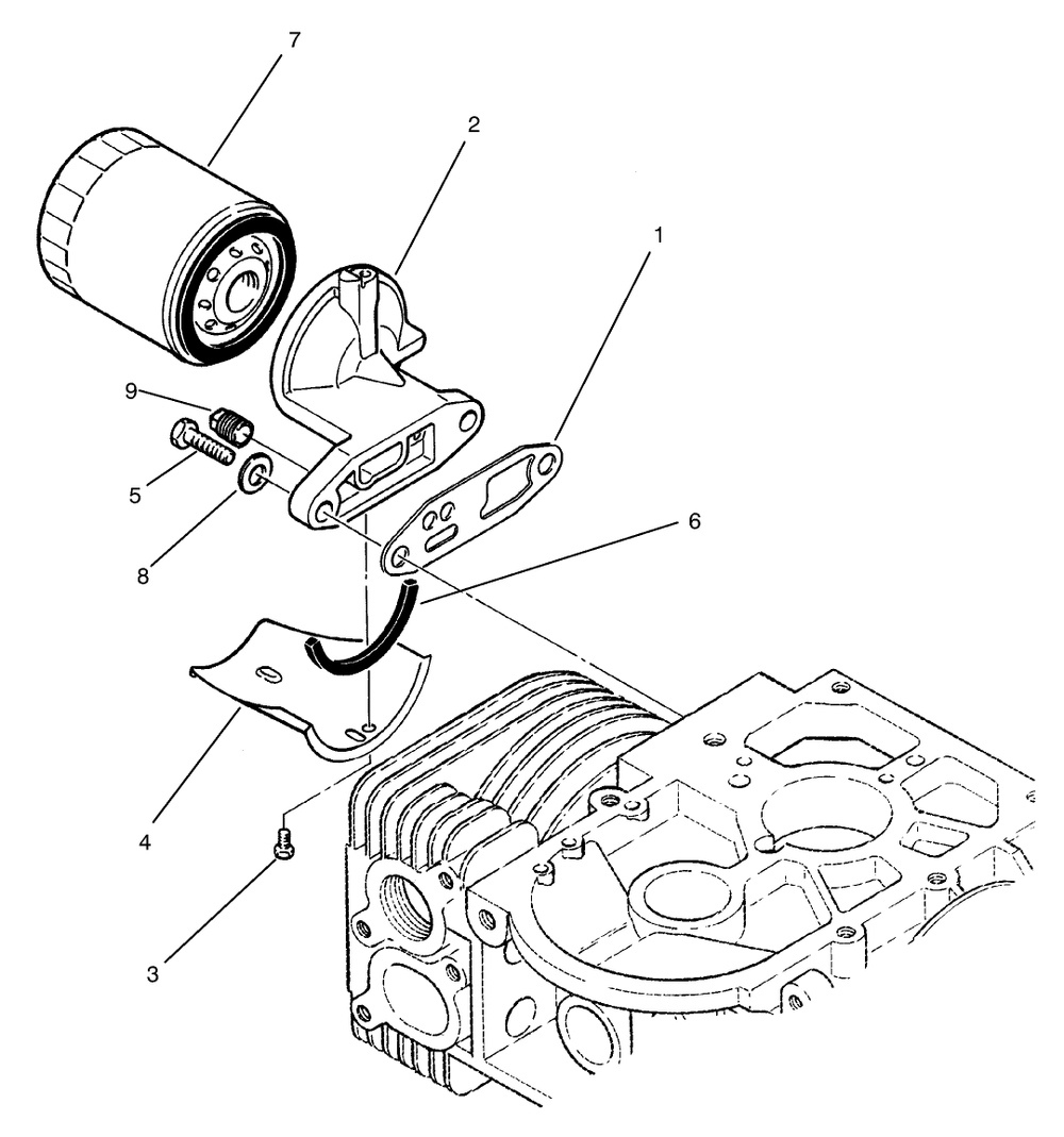 Oil Filter Assembly Diagram and Parts List for 74120 490001 - 499999 Toro Lawn Tractor