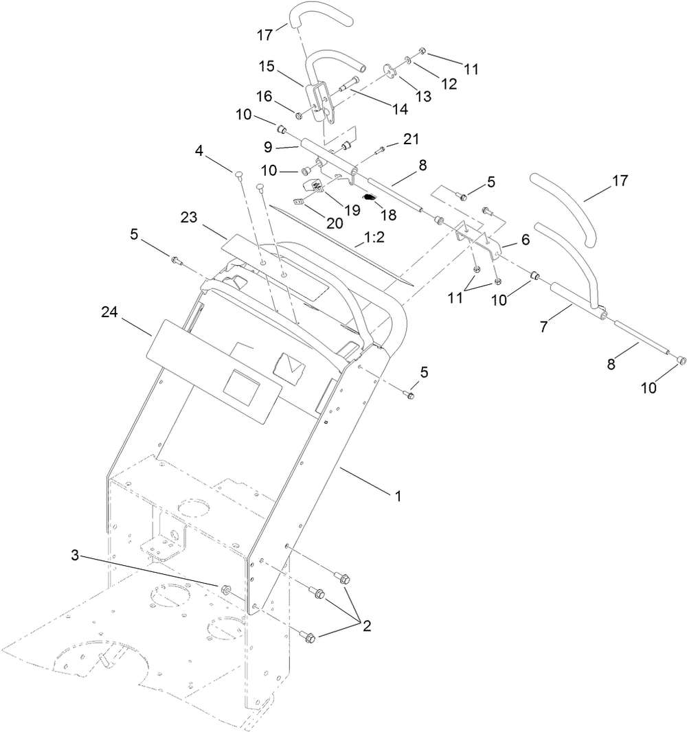 Upper Control Assembly Diagram and Parts List for 39488 (312000001-312999999)(2012) Toro Lawn Mower