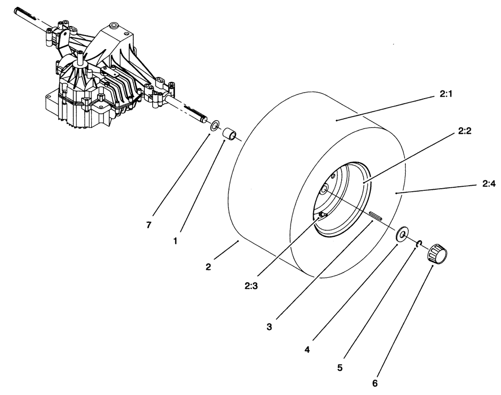 Rear Axle Assembly Diagram and Parts List for 71218 6900001 - 6999999 Toro Lawn Tractor