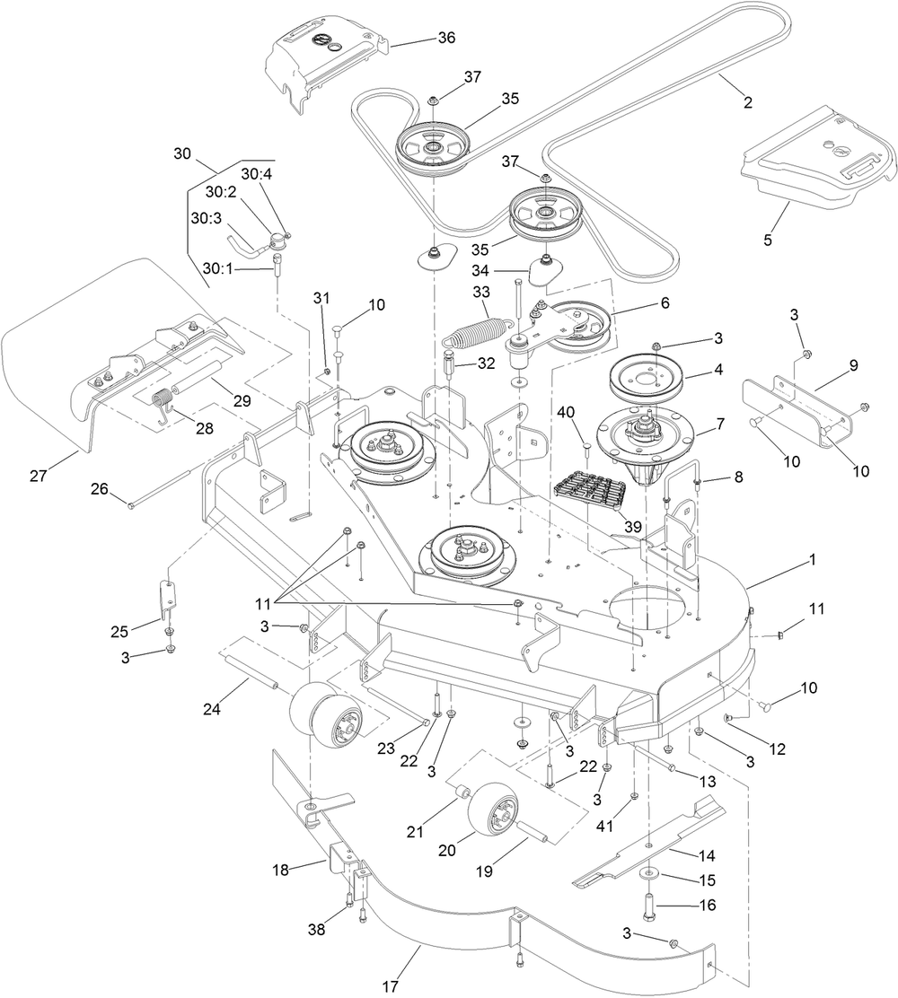 Deck Assembly Diagram and Parts List for 78924 402505651-999999999 Toro Lawn Mower