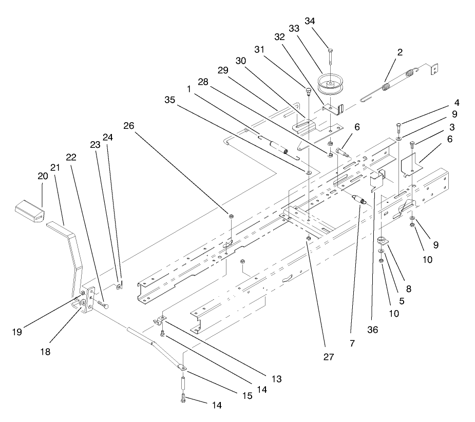 Clutch Assembly Diagram and Parts List for 71190 8900001 - 8999999 Toro Lawn Tractor