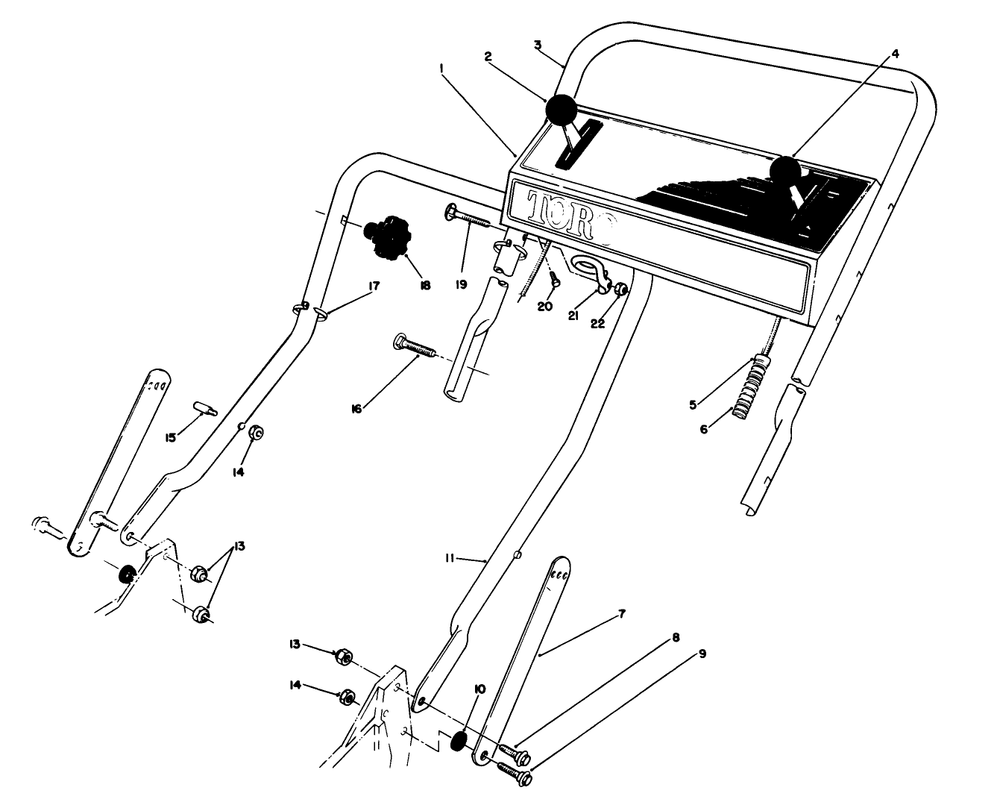Handle Assembly Diagram and Parts List for 20631 8000001 - 8999999 Toro Lawn Mower