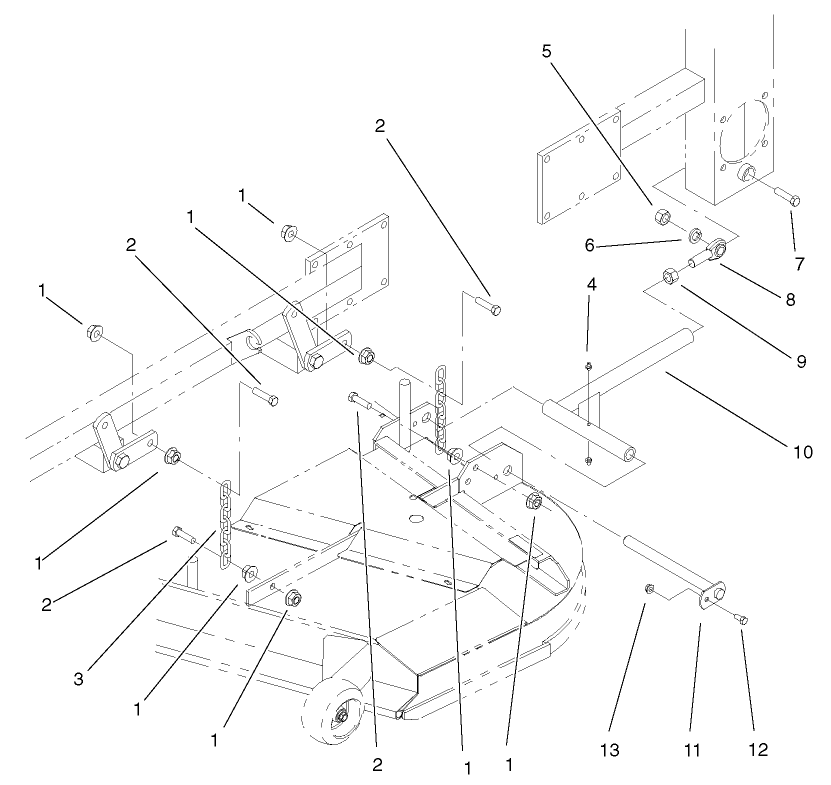 Frame And Deck Assembly Diagram and Parts List for 74214 (210000001-210999999)(2001) Toro Lawn Mower