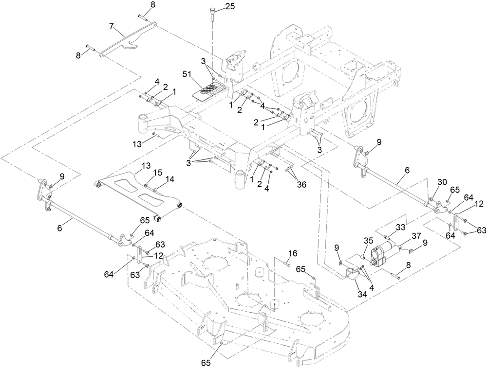 Deck Lift Assembly Diagram and Parts List for 74052 414070468 - 414316967 Toro Lawn Tractor