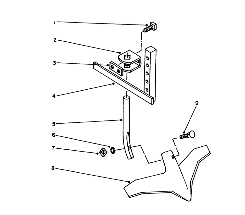 15" Sweep Plow Model 59729 (Optional) Diagram and Parts List for 58070 3000001 - 3999999 Toro Tiller