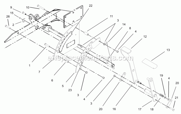 Height Of Cut Assembly Diagram and Parts List for 74177 230007001-230999999 Toro Lawn Mower