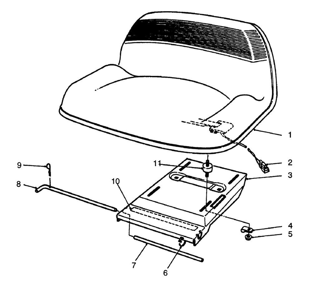 Seat Assembly Diagram and Parts List for 56190 2000001 - 2999999 Toro Lawn Tractor
