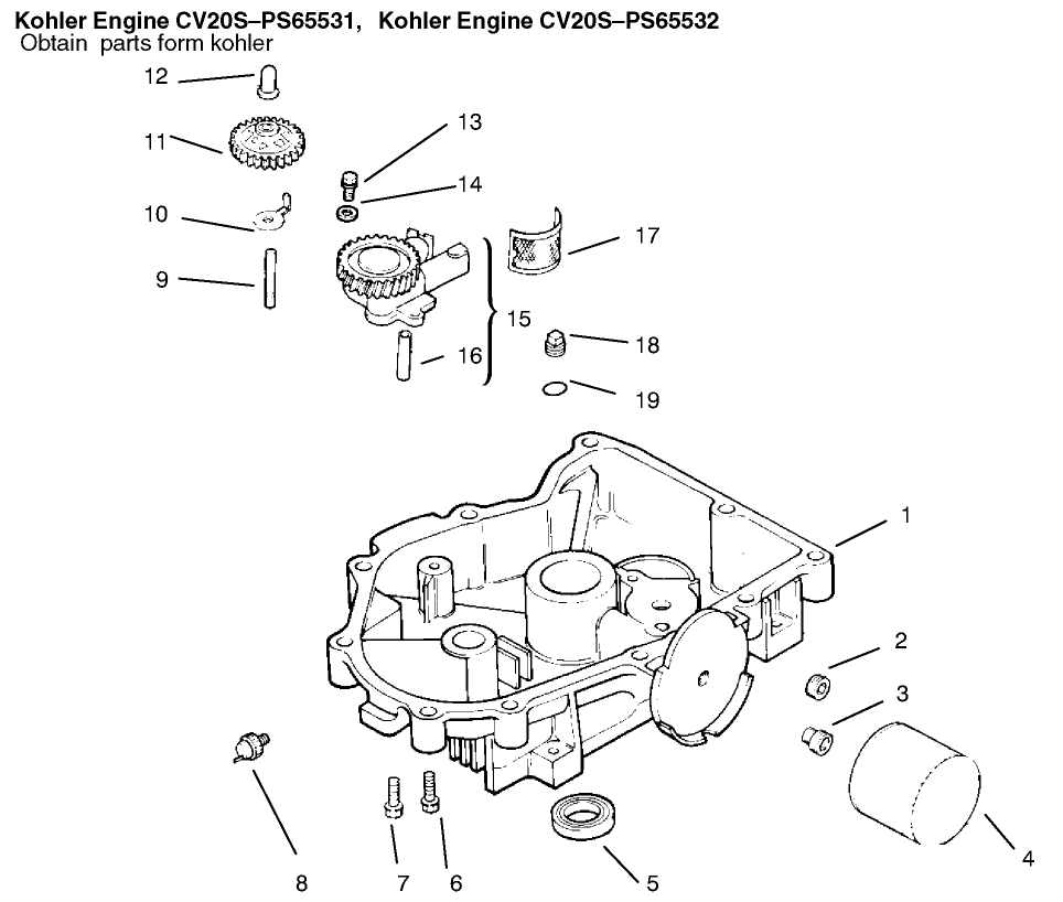 Oil Pan / Lubrication Diagram and Parts List for 72115 9900001 - 9999999 Toro Lawn Tractor