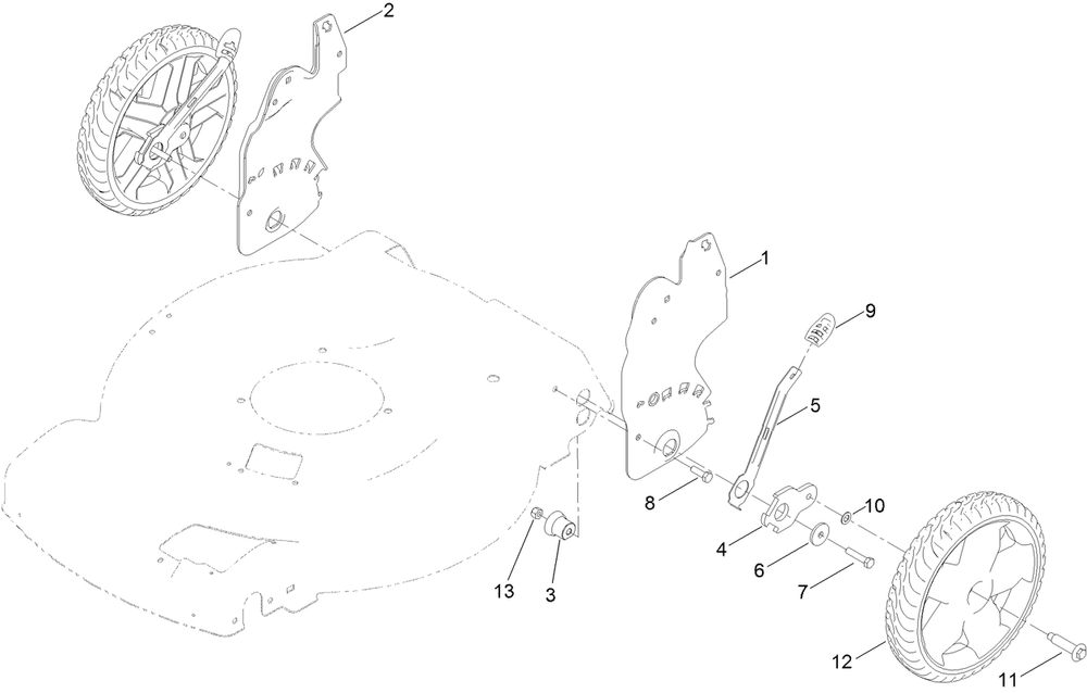 Rear Wheel And Height-Of-Cut Assembly Diagram and Parts List for 21761 409000000 - 999999999 Toro Lawn Mower