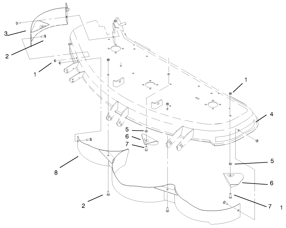 Recycler Baffles And Kicker Plates Diagram and Parts List for 78365 7900001 - 7999999 Toro Lawn Tractor
