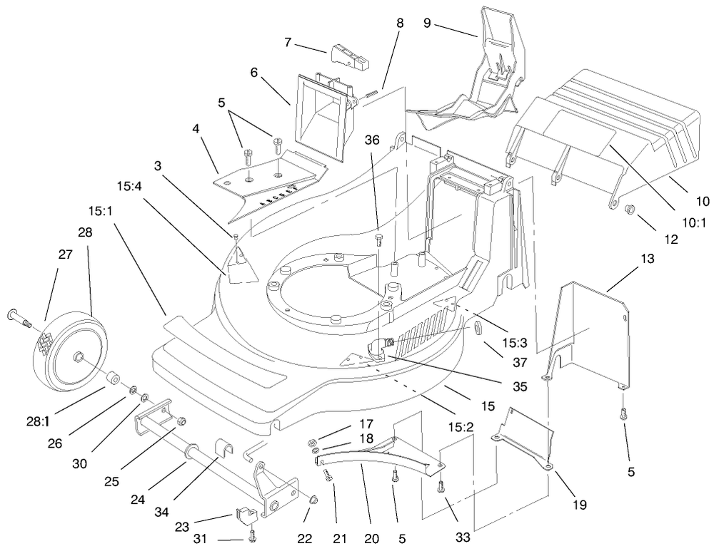 Housing Assembly Diagram and Parts List for 21013 8900001 - 8999999 Toro Lawn Mower