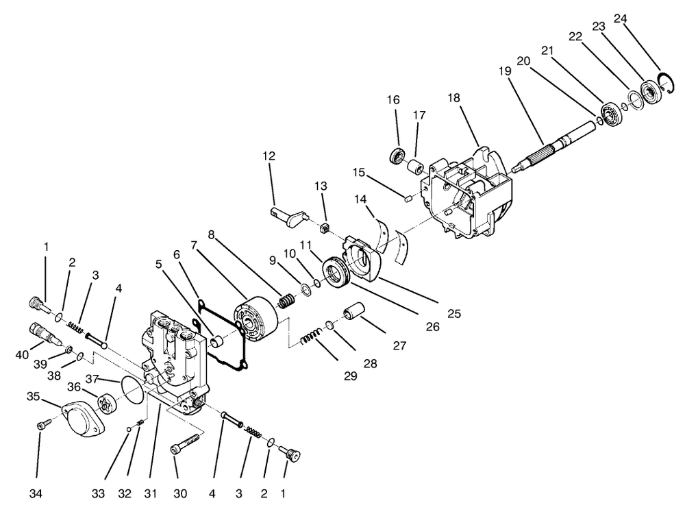 Hydraulic Pump Assembly No. 95-1538 Diagram and Parts List for 30187 790001 - 795000 Toro Lawn Tractor Accessories