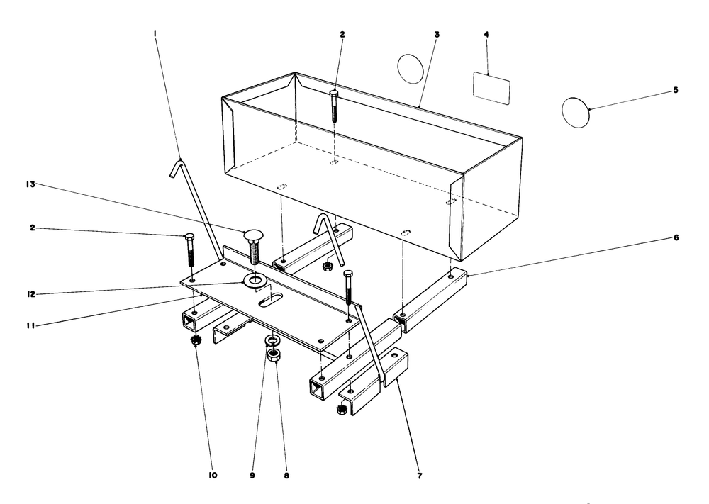 Weight Box Assembly Model No. 59138 (Optional) Diagram and Parts List for 57360 5000001 - 5999999 Toro Lawn Tractor
