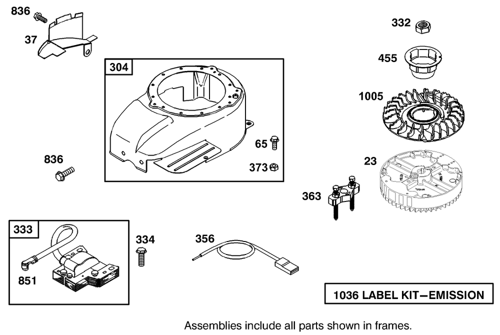 Flywheel Assembly Engine Gts-200 Diagram and Parts List for 105-1293  Toro Lawn Mower